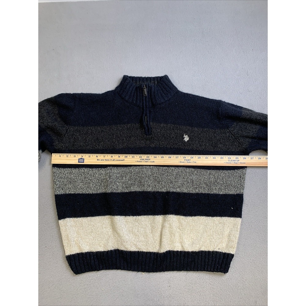 U.S. Polo Assn. Sweater Men's Size‎ XXL Zip Pullover Blue Grey White Striped - Picture 6 of 9